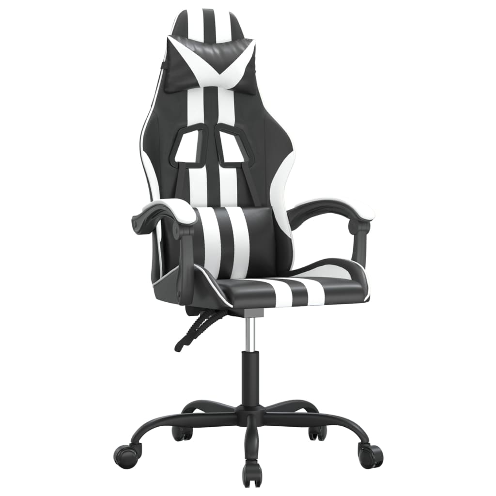 gamingstol kunstlæder sort og hvid