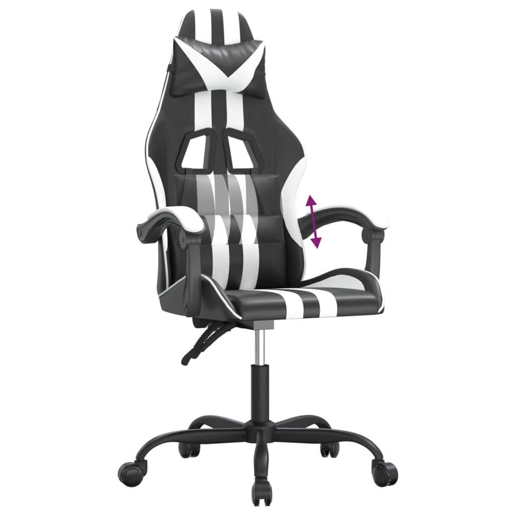 gamingstol kunstlæder sort og hvid