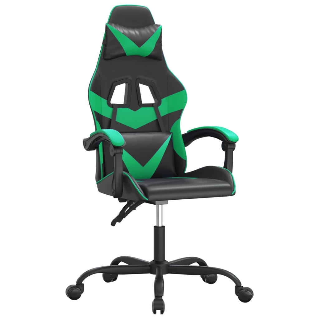 gamingstol kunstlæder sort og grøn