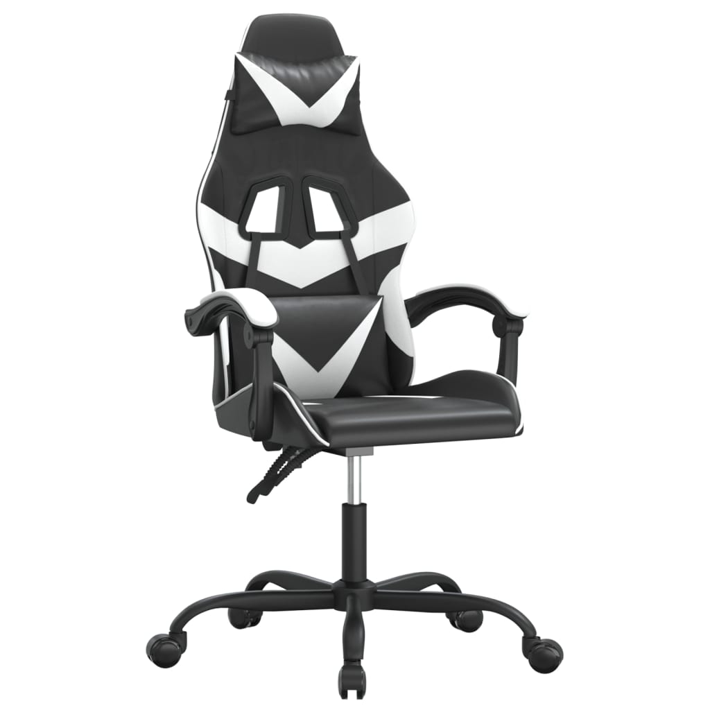 gamingstol kunstlæder sort og hvid