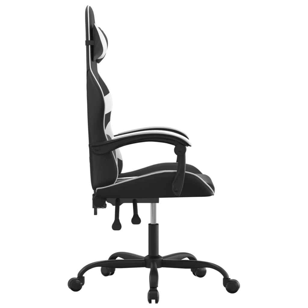gamingstol kunstlæder sort og hvid