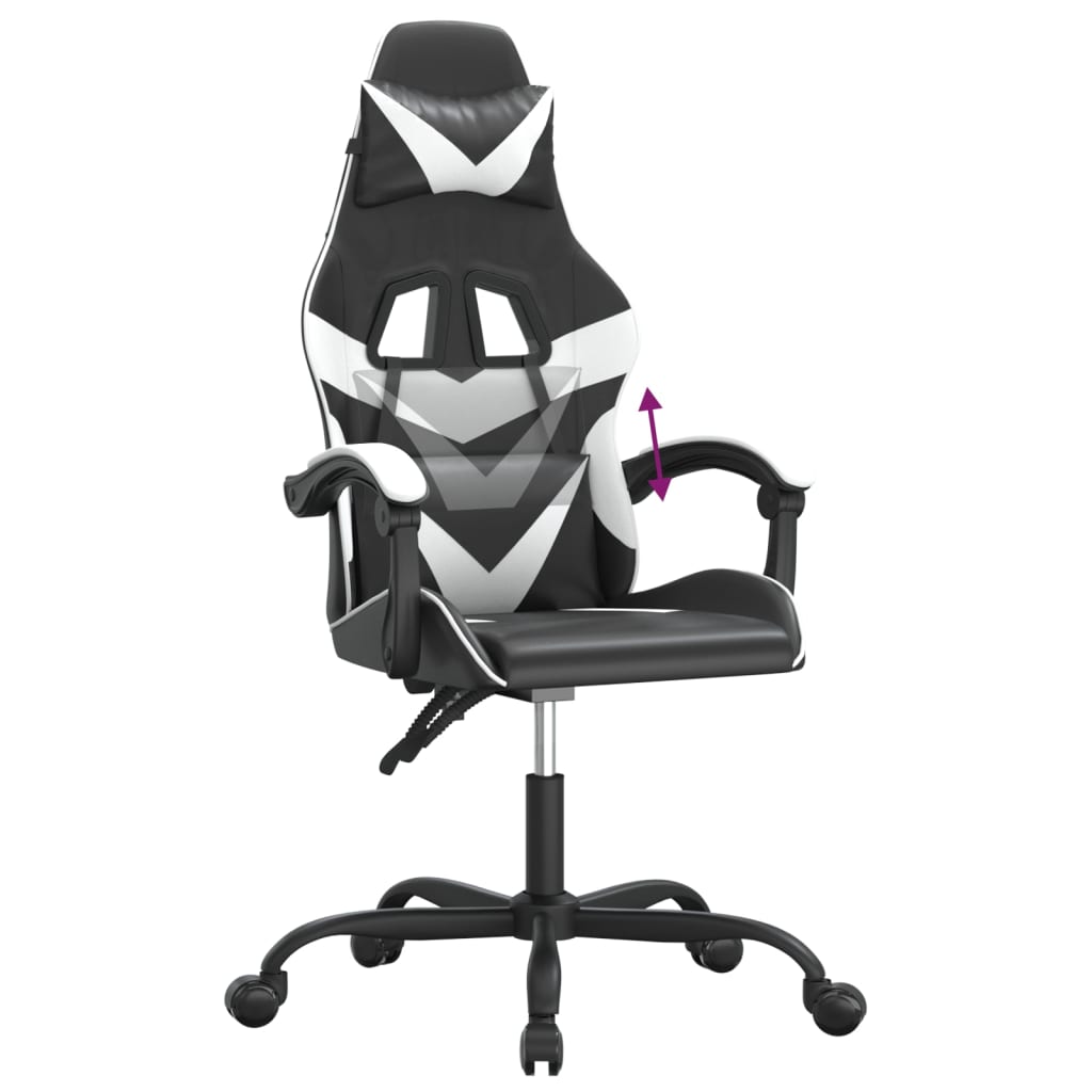 gamingstol kunstlæder sort og hvid