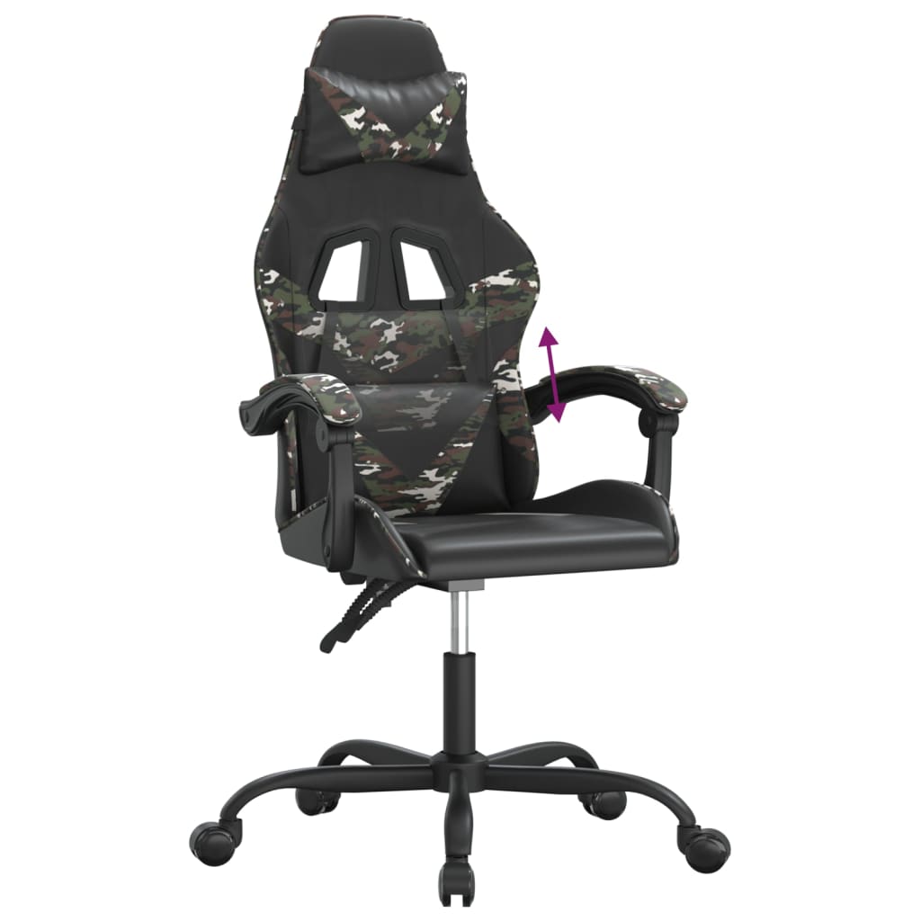 gamingstol kunstlæder sort og camouflage