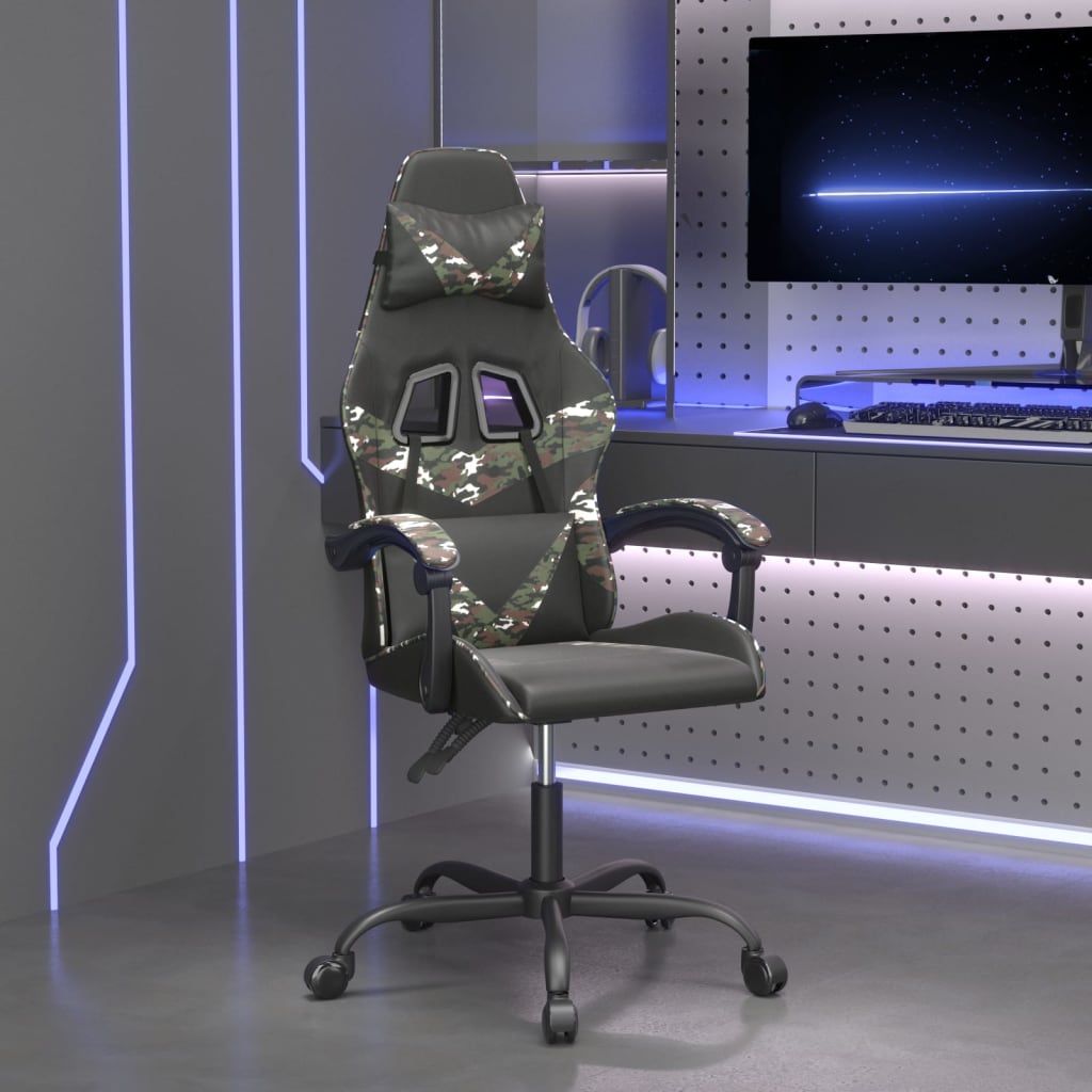 gamingstol kunstlæder sort og camouflage