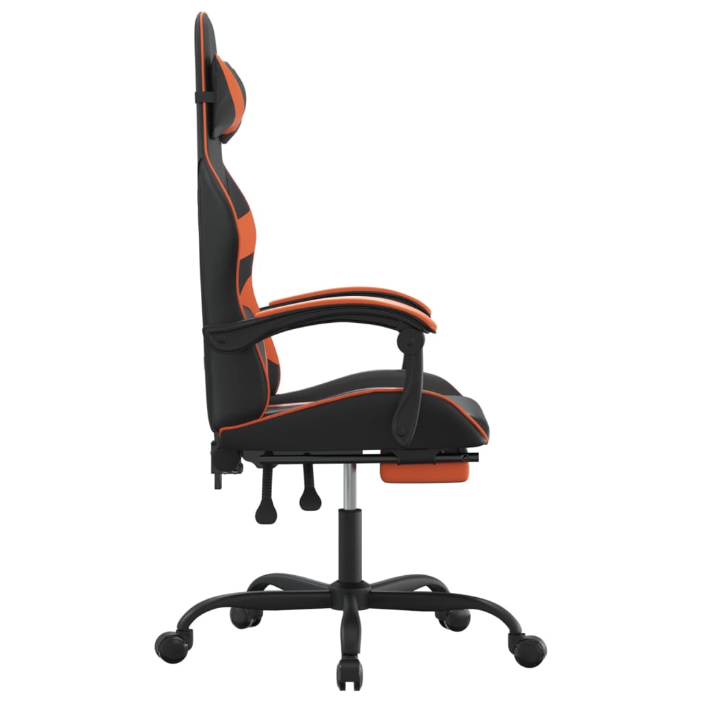 gamingstol med fodstøtte kunstlæder sort og orange