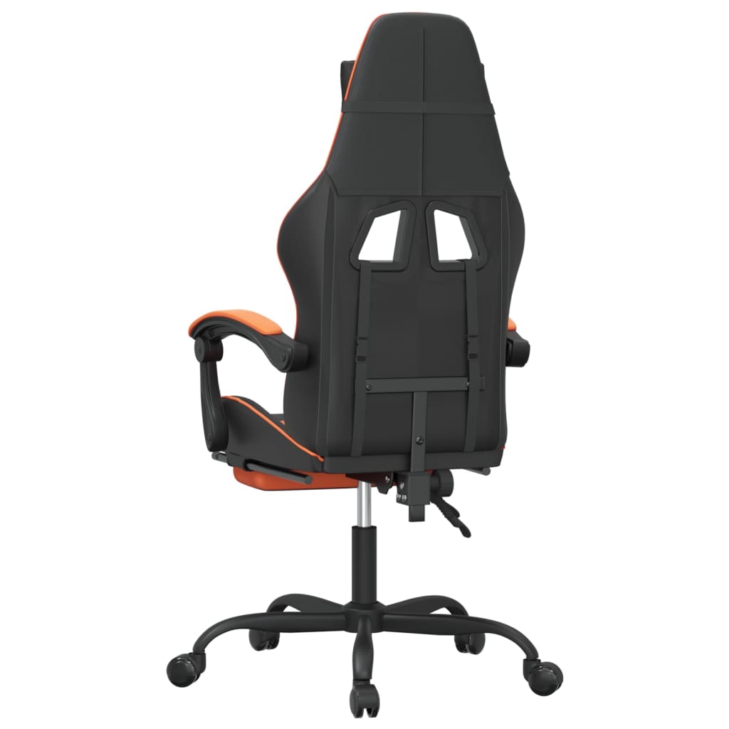 gamingstol med fodstøtte kunstlæder sort og orange