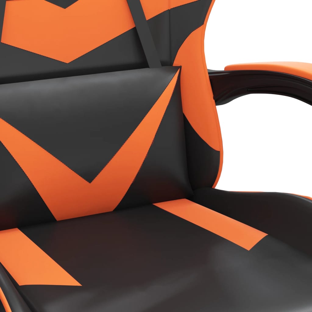 gamingstol med fodstøtte kunstlæder sort og orange