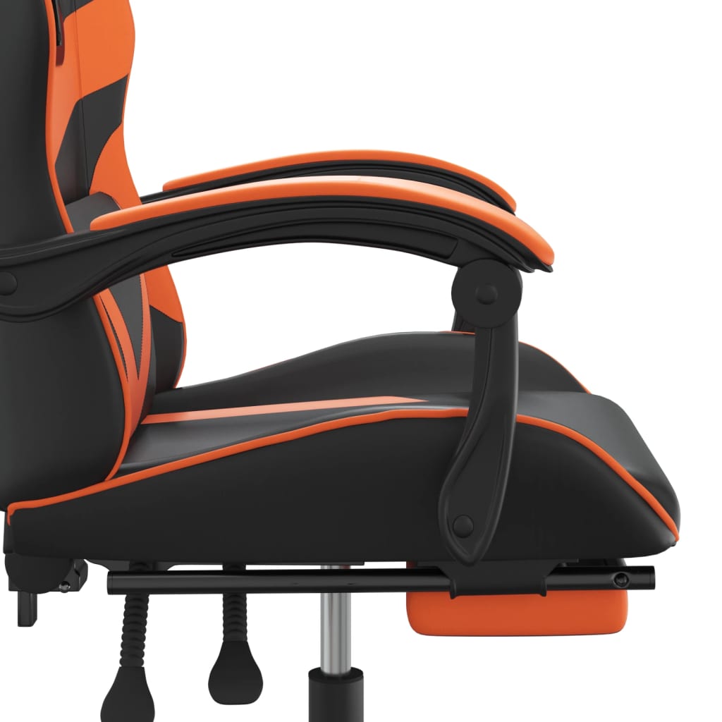 gamingstol med fodstøtte kunstlæder sort og orange