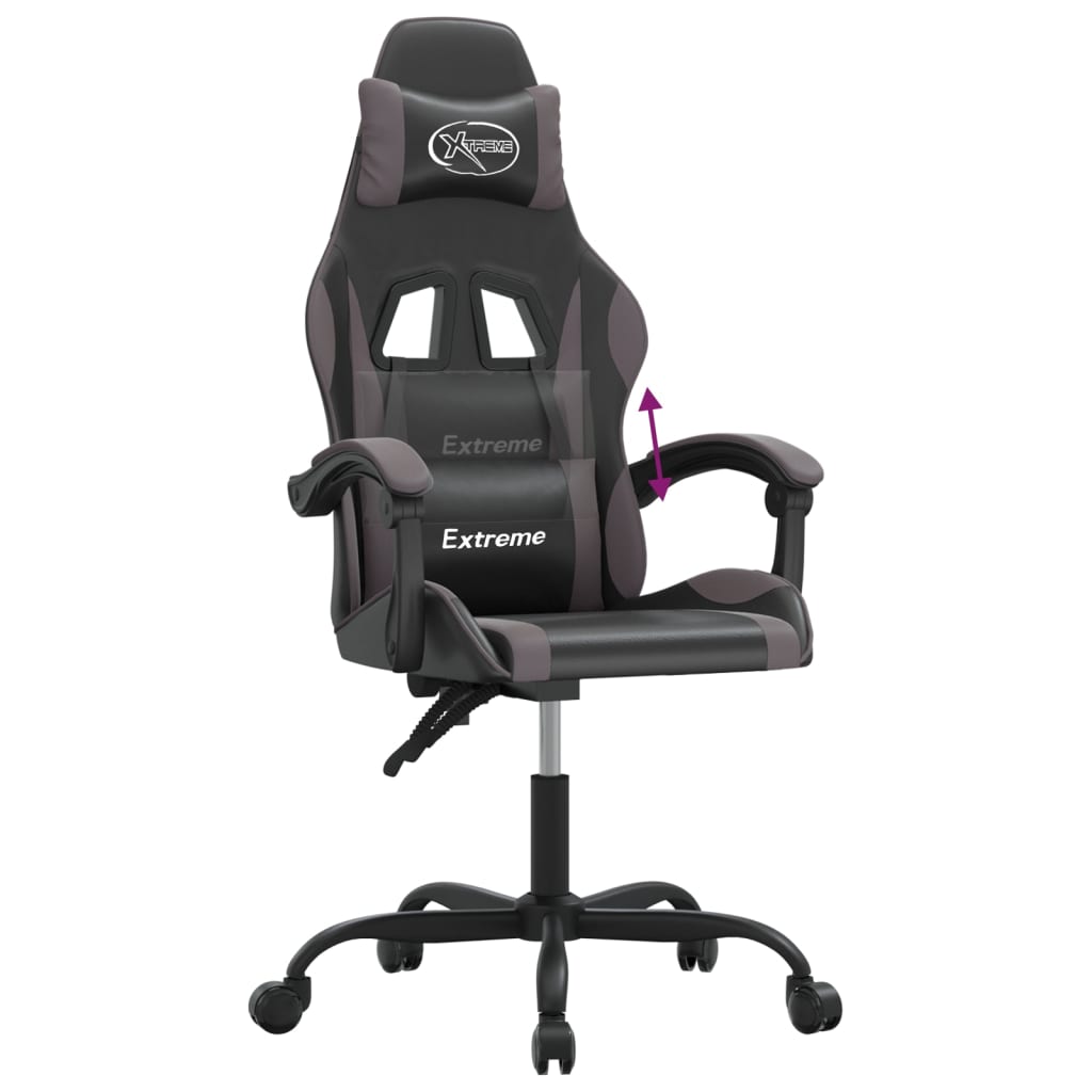 gamingstol kunstlæder sort og grå