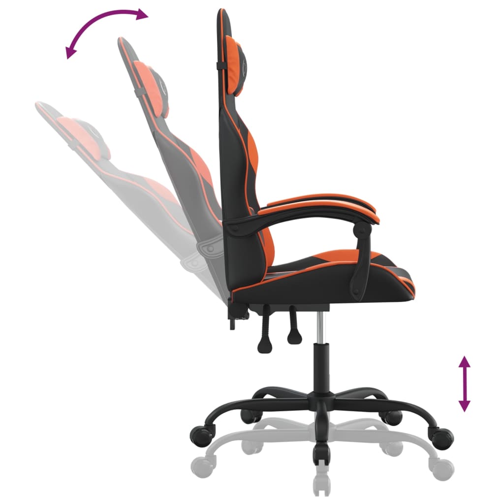 gamingstol kunstlæder sort og orange
