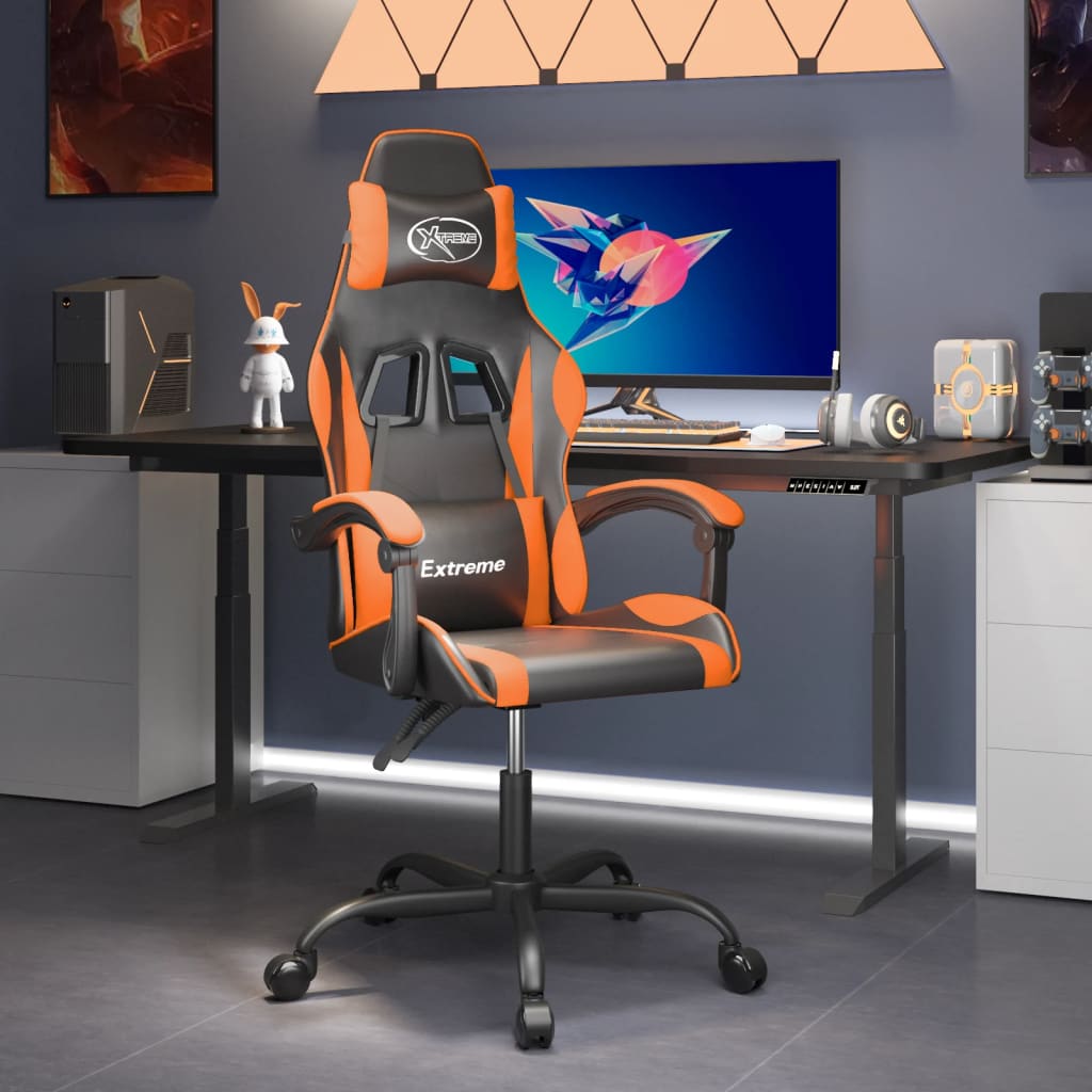 gamingstol kunstlæder sort og orange