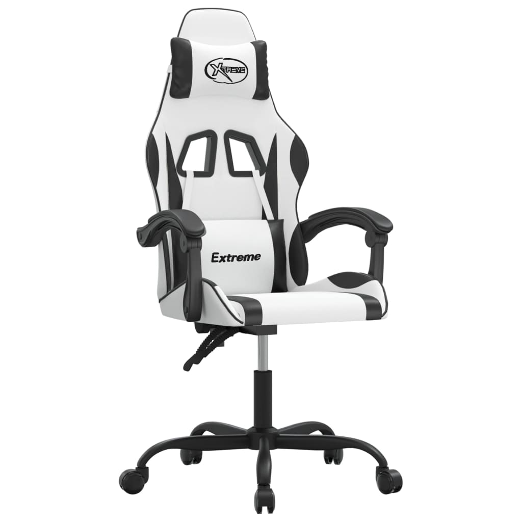 gamingstol kunstlæder hvid og sort