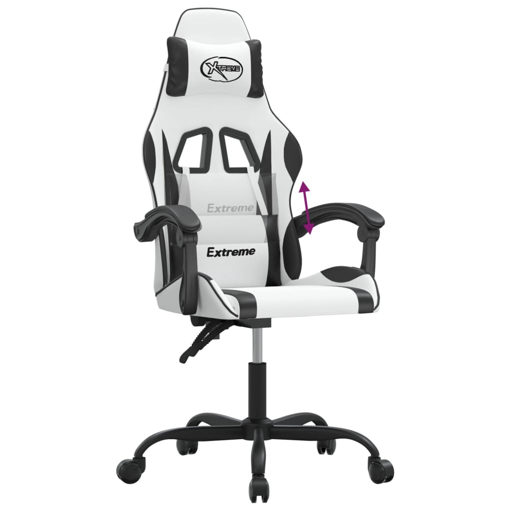gamingstol kunstlæder hvid og sort