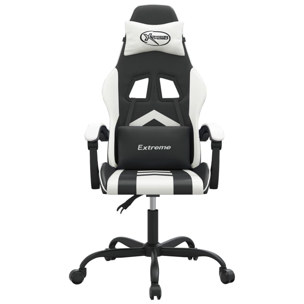 gamingstol kunstlæder sort og hvid