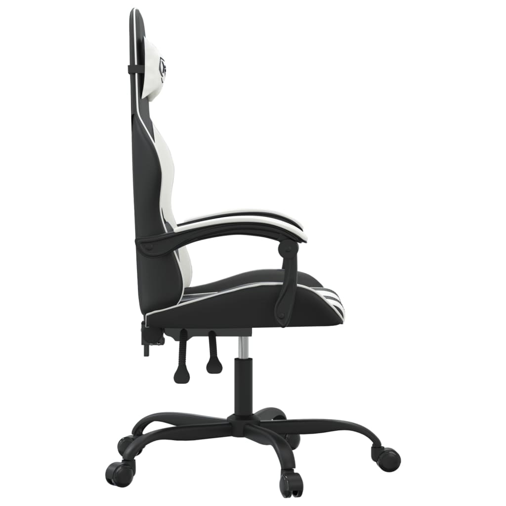 gamingstol kunstlæder sort og hvid