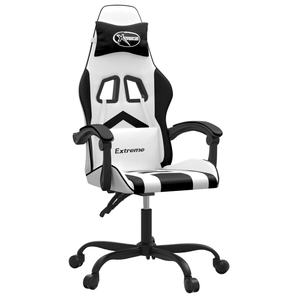 gamingstol kunstlæder hvid og sort