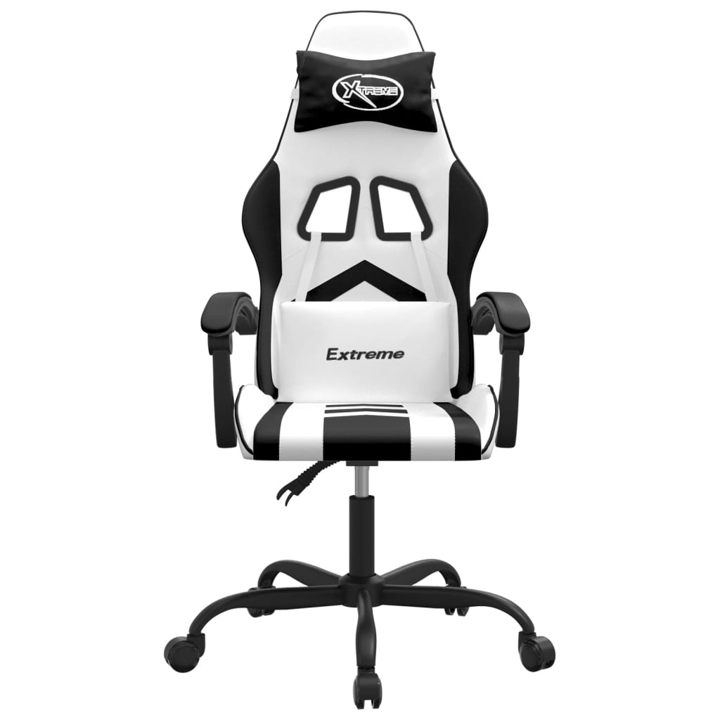 gamingstol kunstlæder hvid og sort