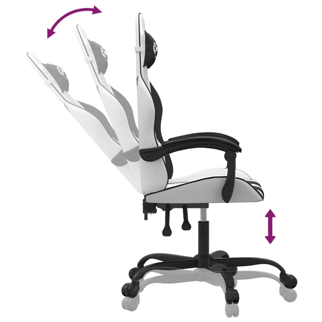 gamingstol kunstlæder hvid og sort