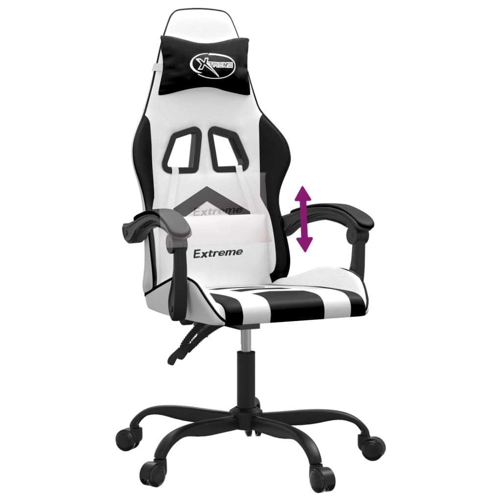 gamingstol kunstlæder hvid og sort