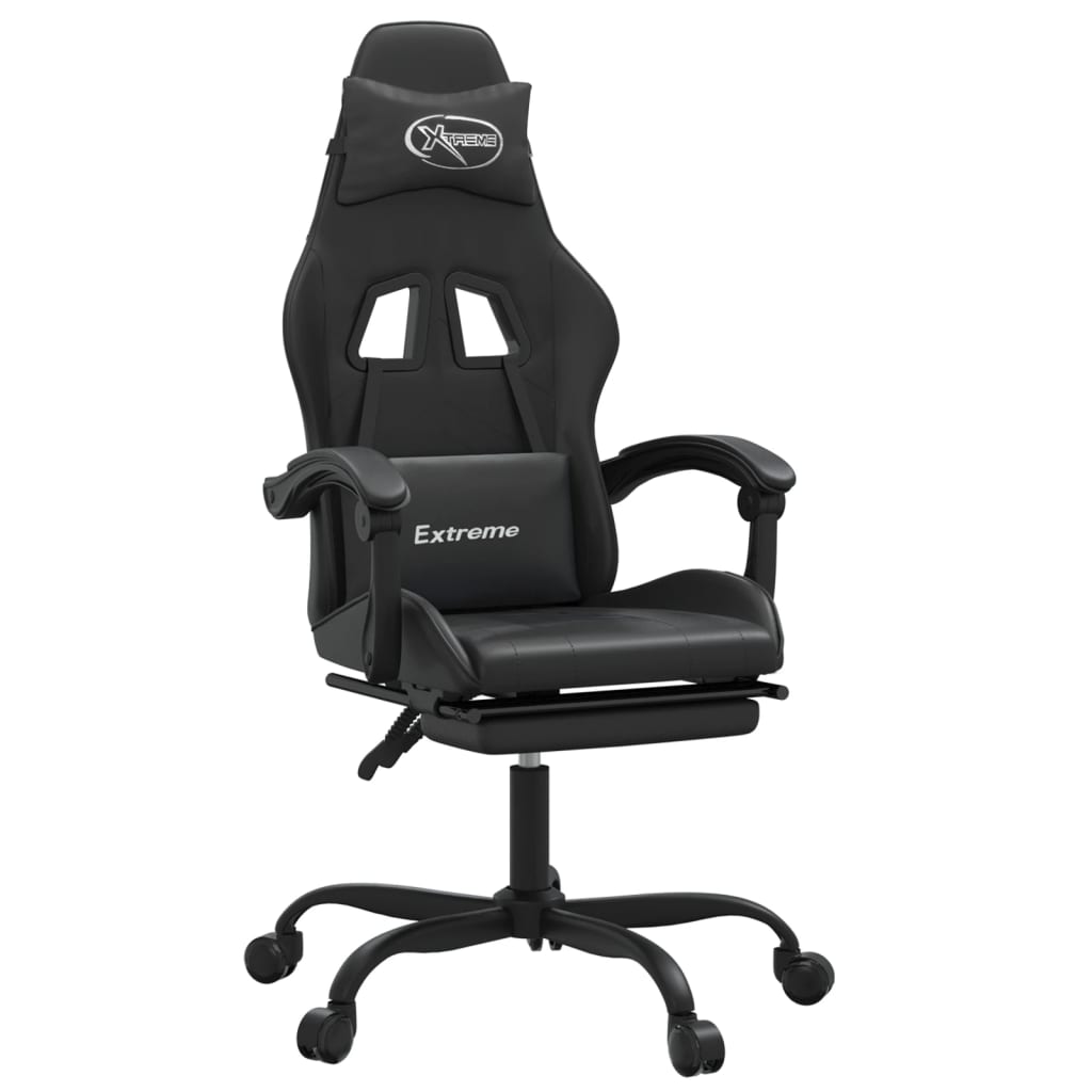gamingstol med fodstøtte kunstlæder sort