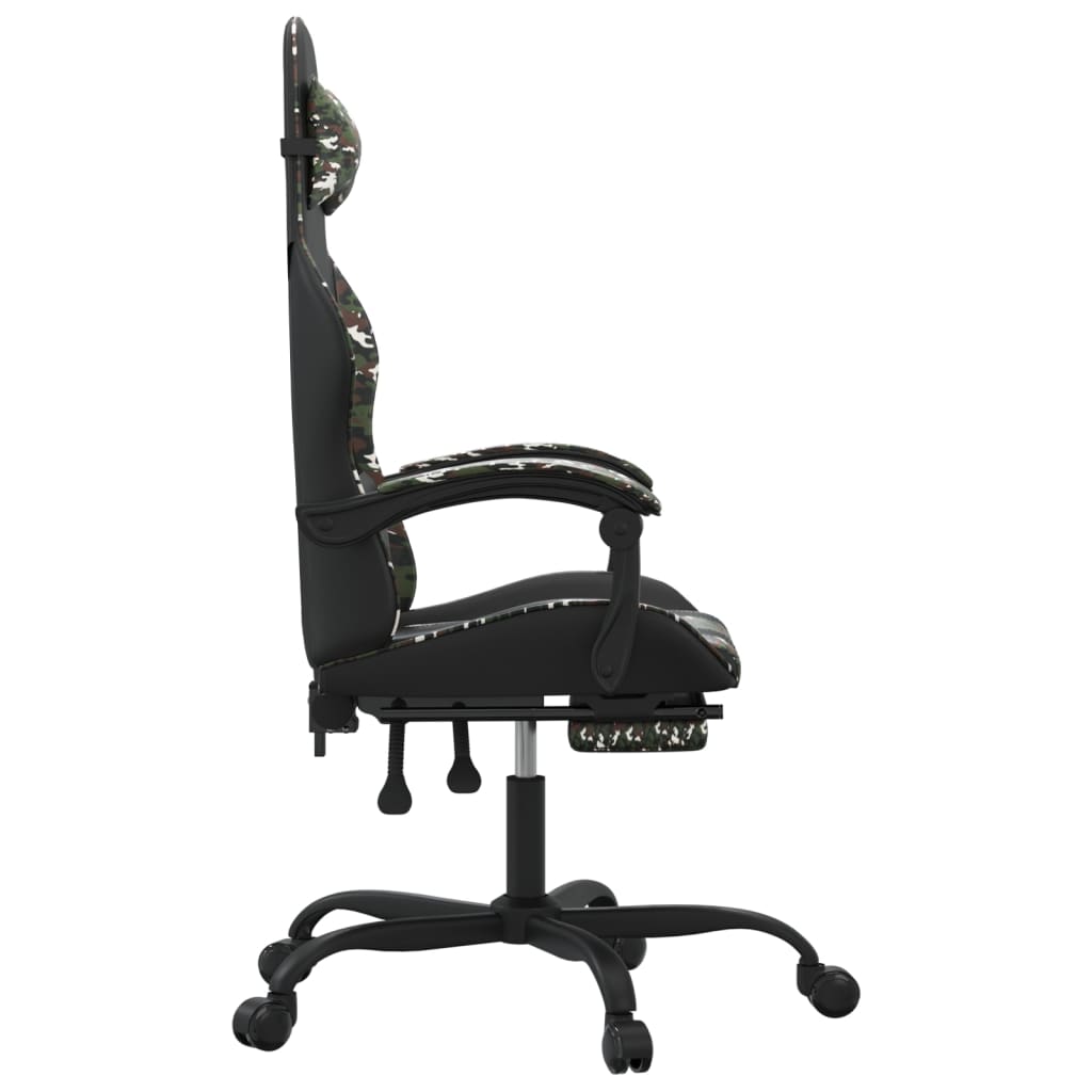 gamingstol med fodstøtte kunstlæder sort og camouflage