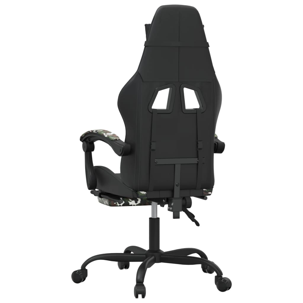 gamingstol med fodstøtte kunstlæder sort og camouflage