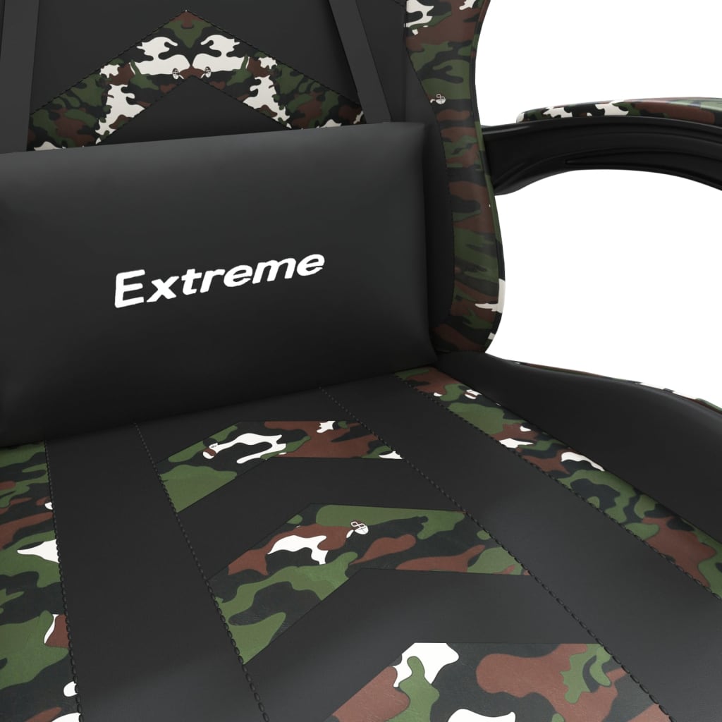 gamingstol med fodstøtte kunstlæder sort og camouflage
