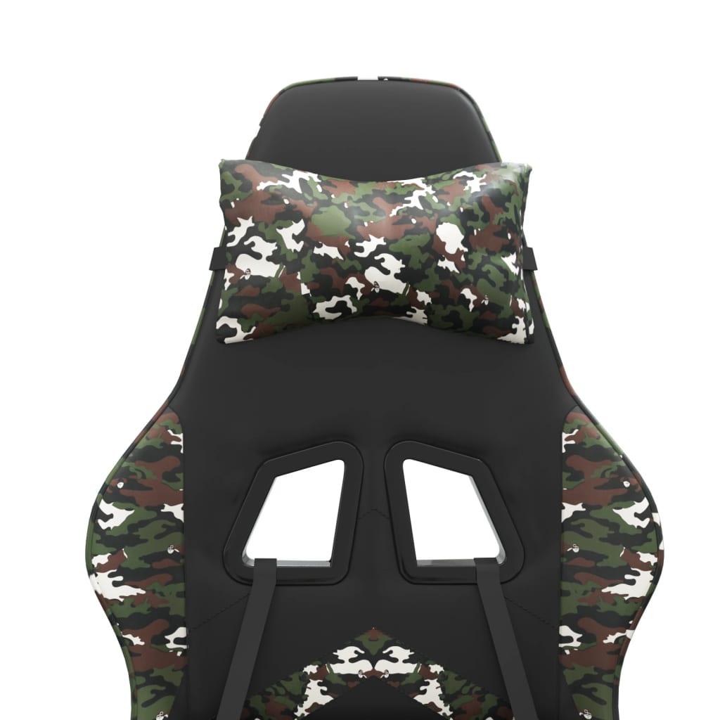 gamingstol med fodstøtte kunstlæder sort og camouflage