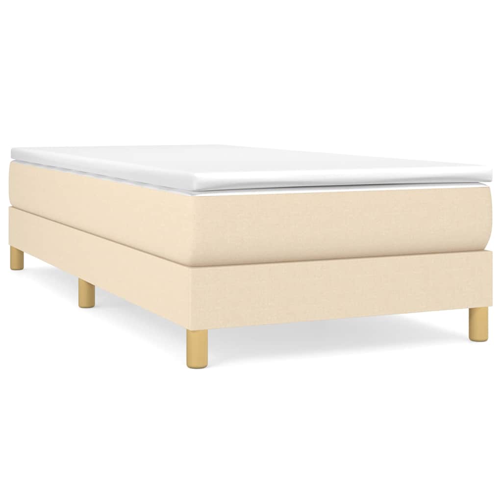 Boxspring sengeramme 90x200 cm stof cremefarvet