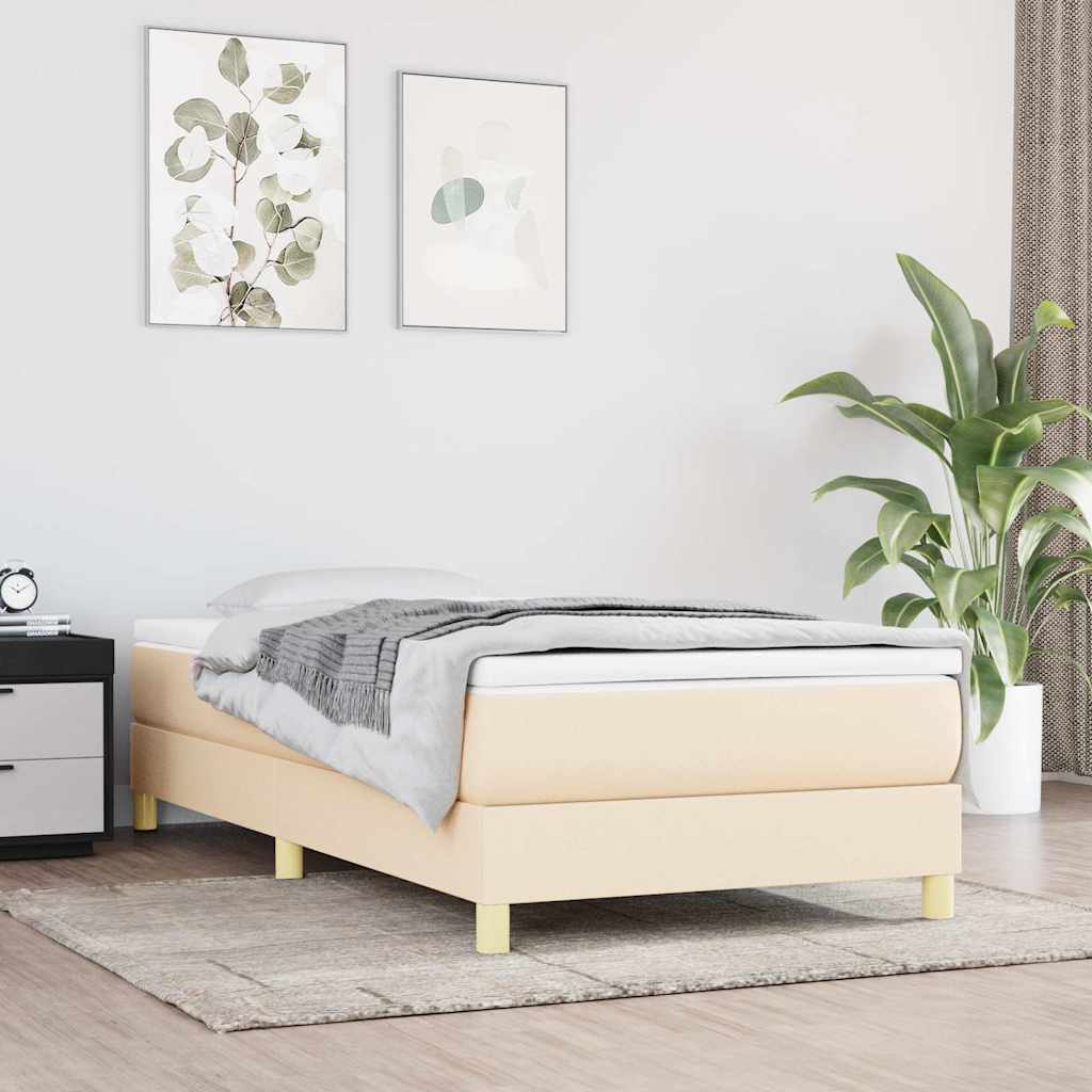 Boxspring sengeramme 90x200 cm stof cremefarvet