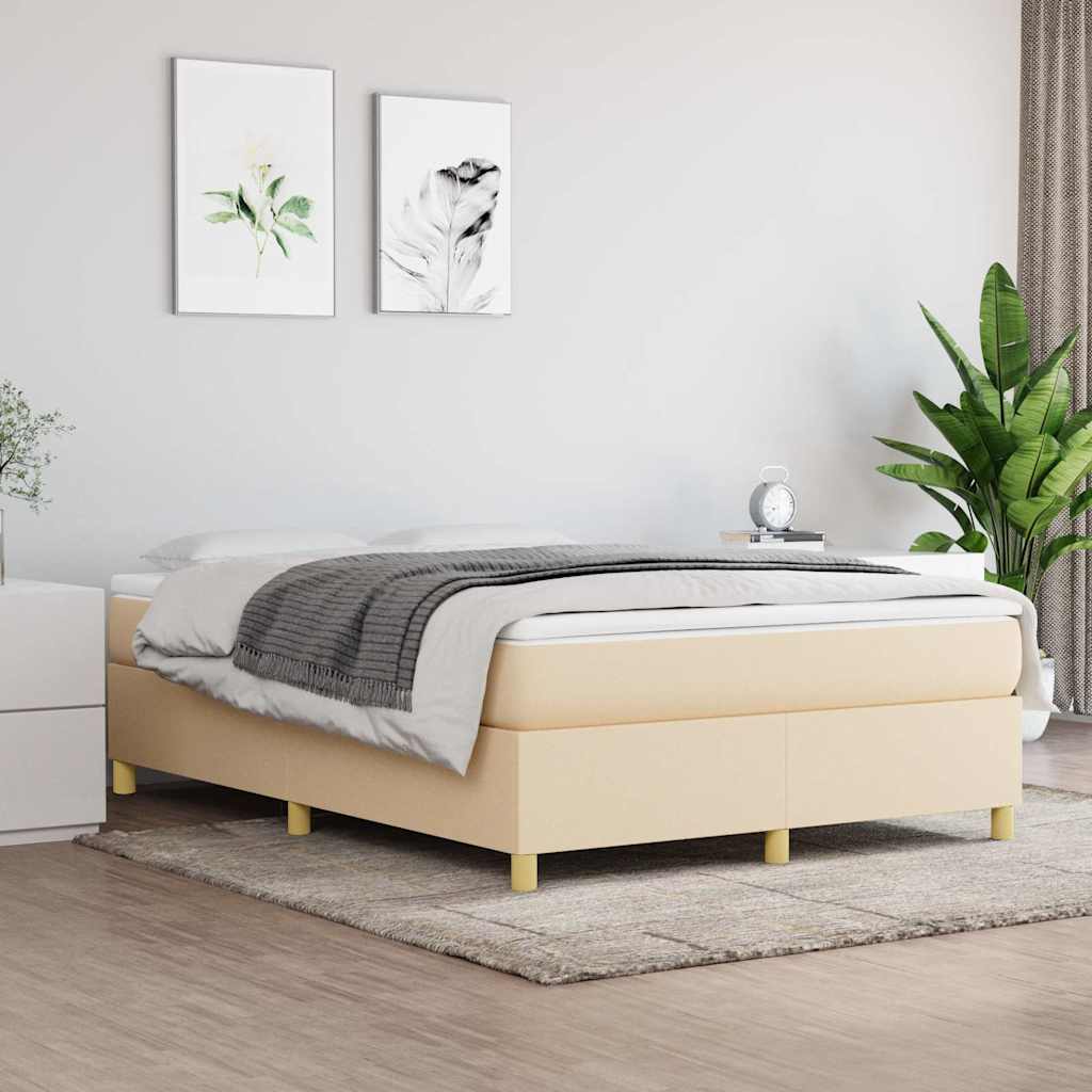Boxspring sengeramme 140x200 cm stof cremefarvet