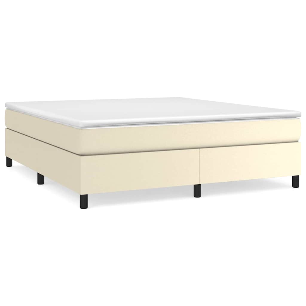 Boxspring sengeramme 160x200 cm kunstlæder cremefarvet