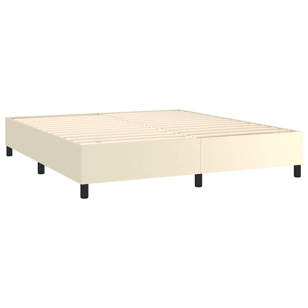 Boxspring sengeramme 160x200 cm kunstlæder cremefarvet