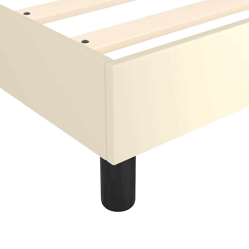 Boxspring sengeramme 160x200 cm kunstlæder cremefarvet