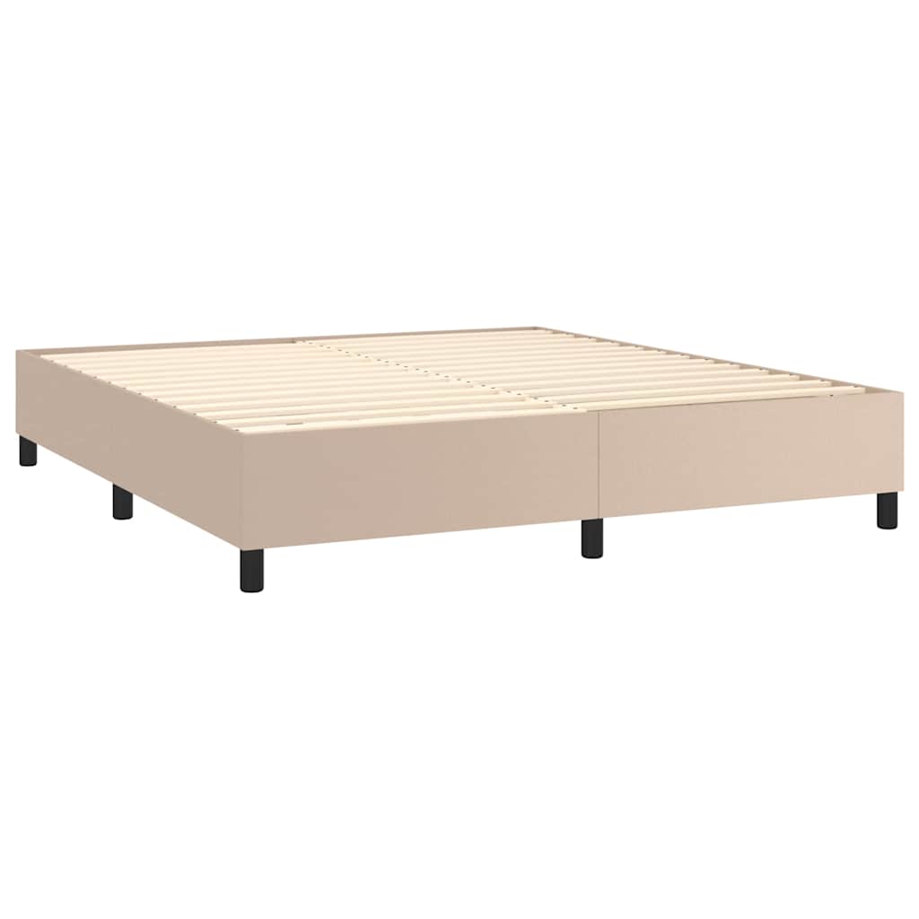 Boxspring sengeramme 180x200 cm kunstlæder cappuccinofarvet