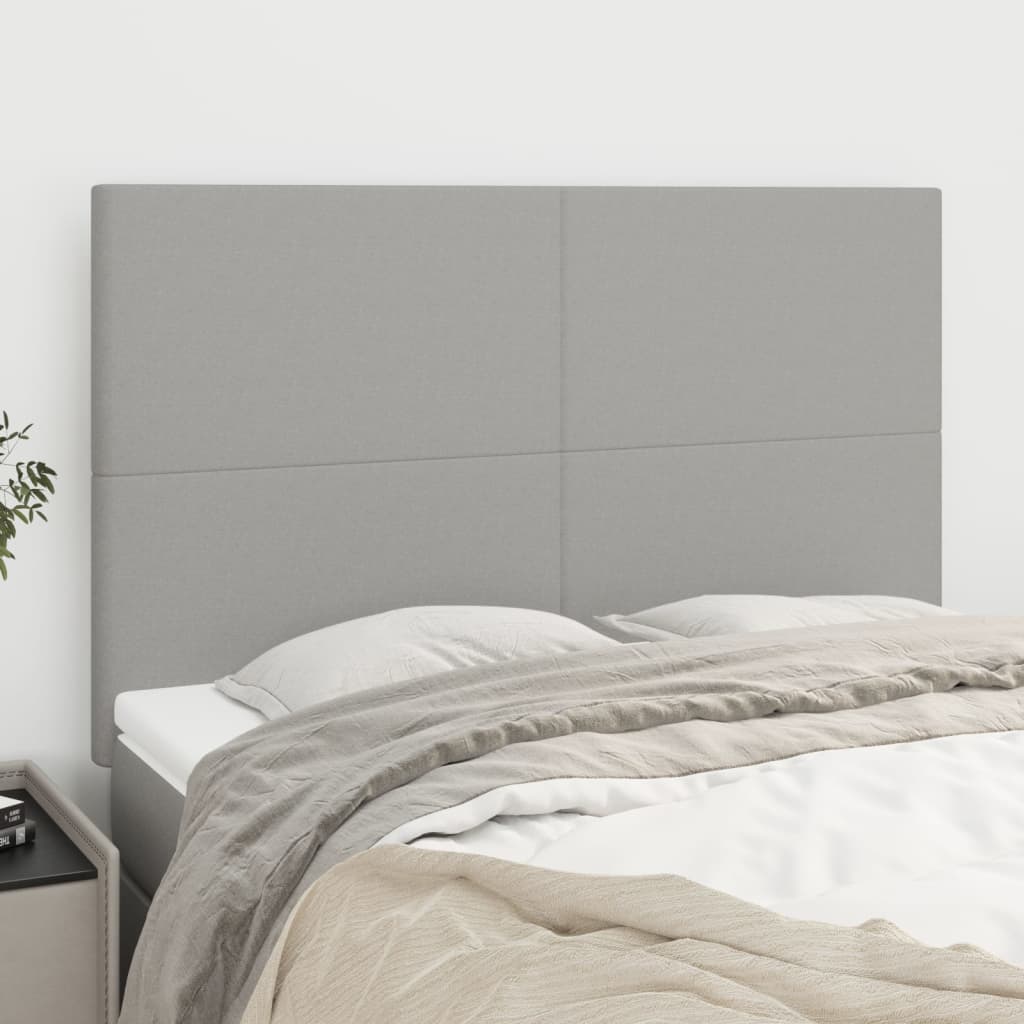 sengegavl lysegrå 144x5x118/128 cm stof