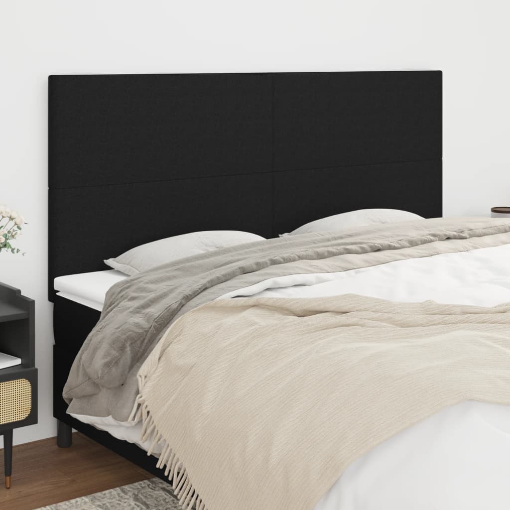 sengegavl sort 160x5x118/128 cm stof