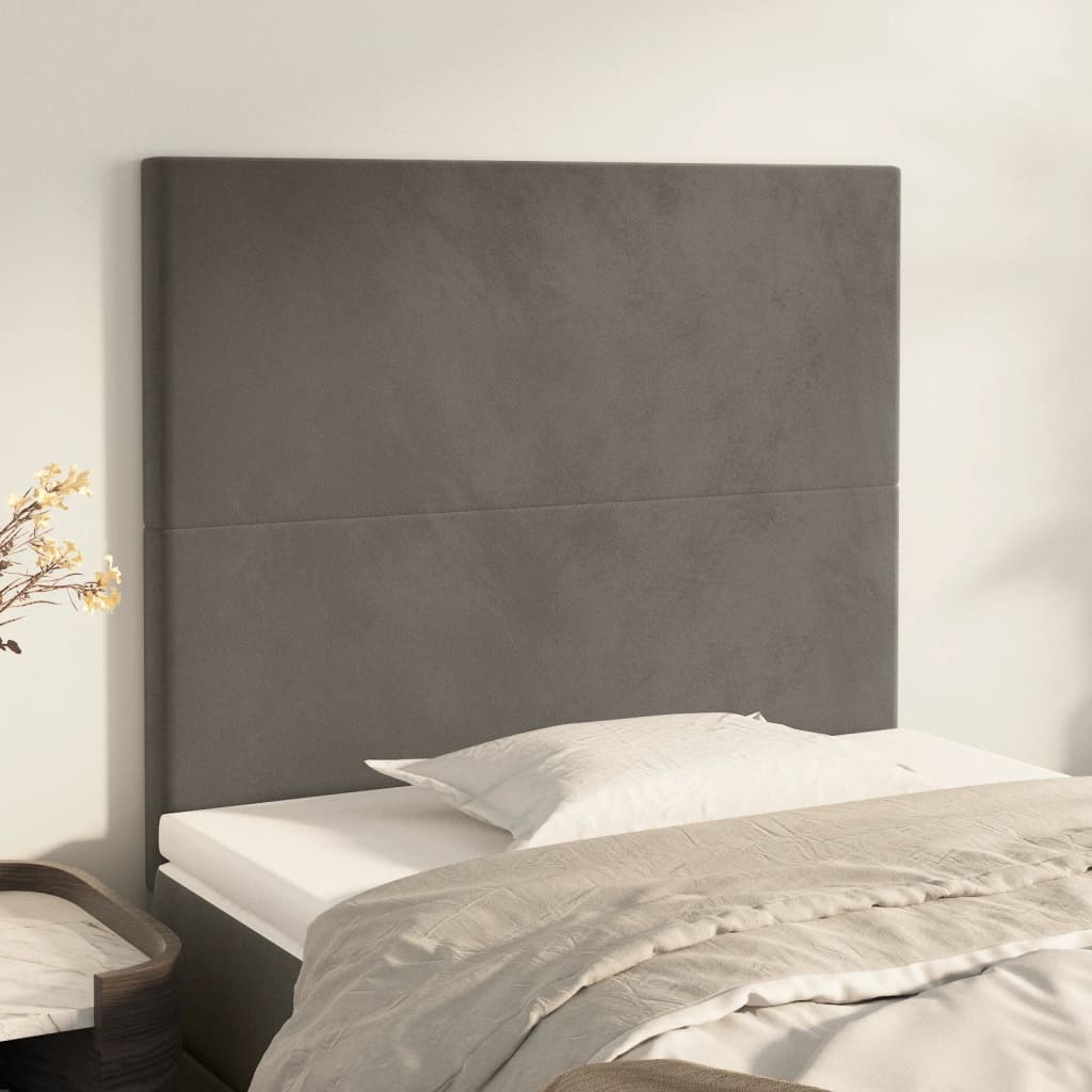sengegavl mørkegrå 80x5x118/128 cm fløjl