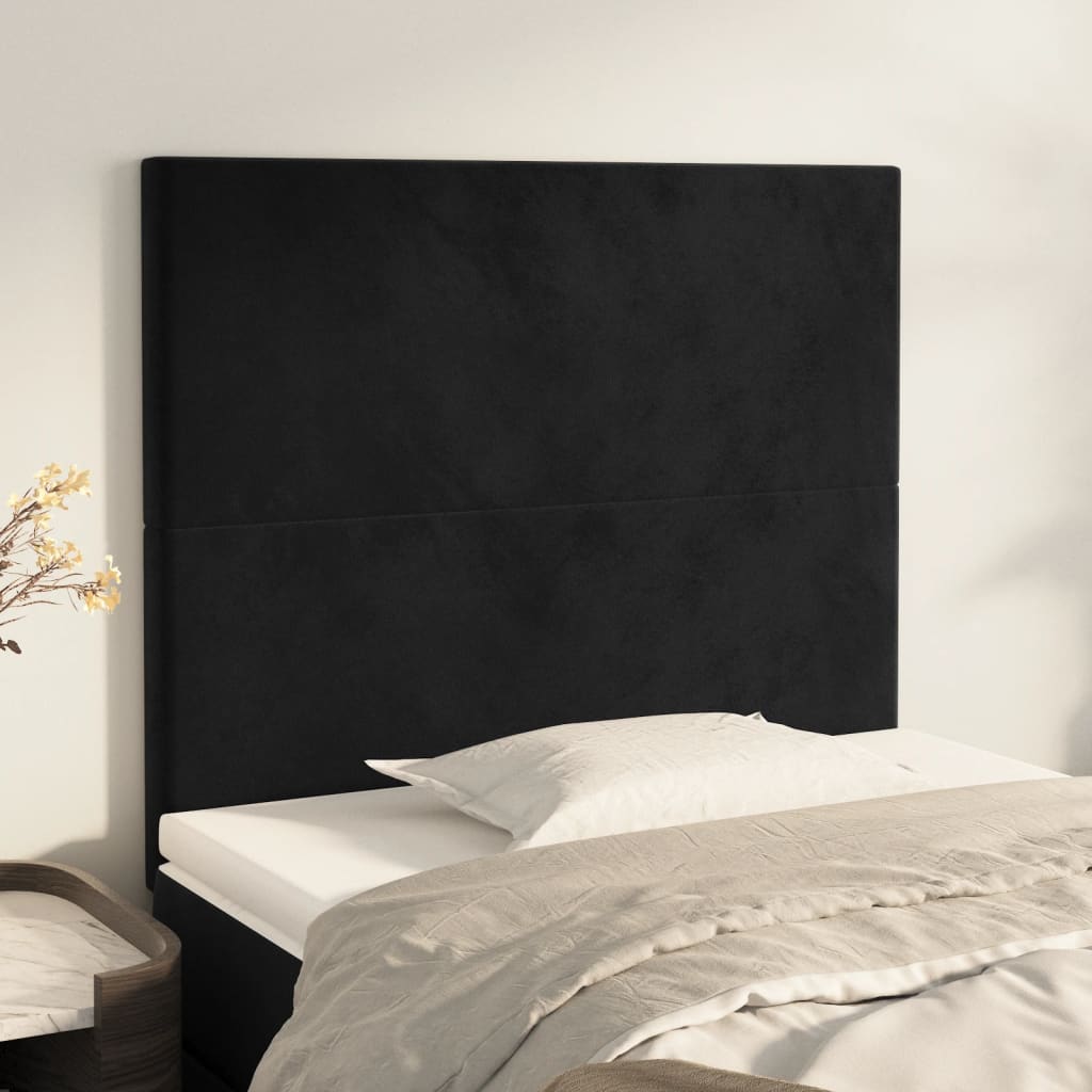 sengegavl sort 80x5x118/128 cm fløjl