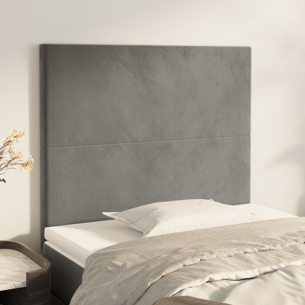 sengegavl lysegrå 90x5x118/128 cm fløjl