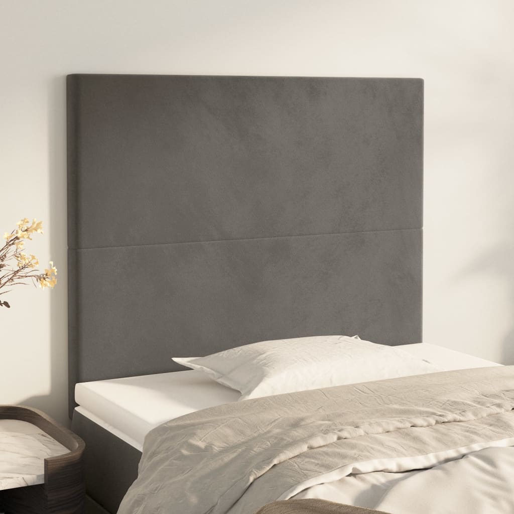 sengegavl mørkegrå 100x5x118/128 cm fløjl