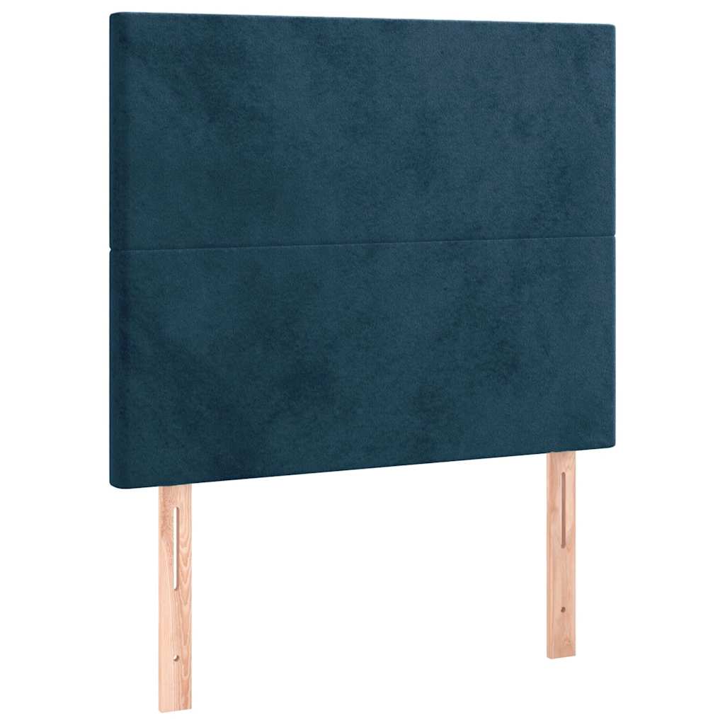 sengegavl mørkeblå 100x5x118/128 cm fløjl