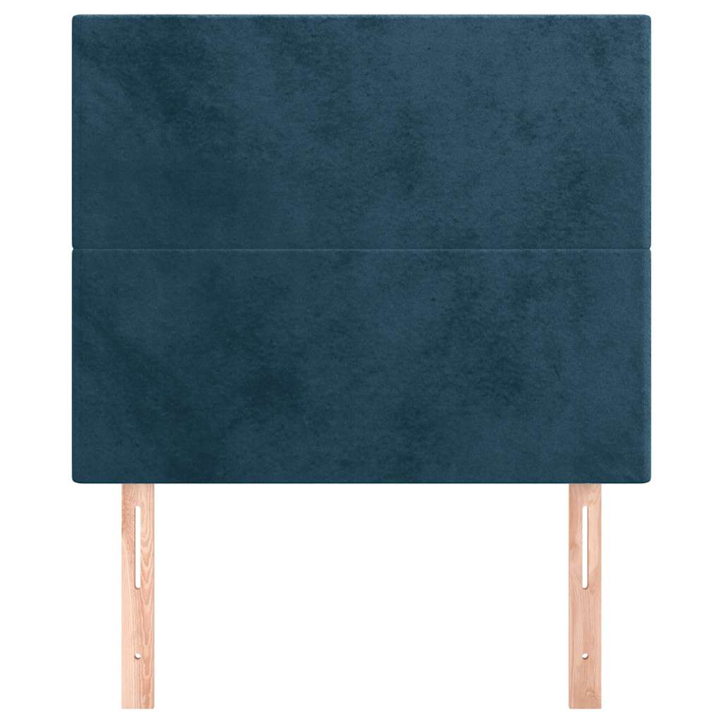sengegavl mørkeblå 100x5x118/128 cm fløjl