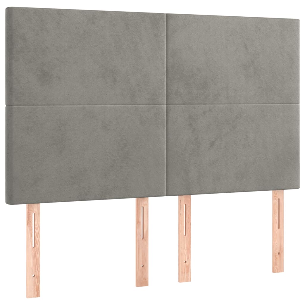 sengegavl lysegrå 144x5x118/128 cm fløjl