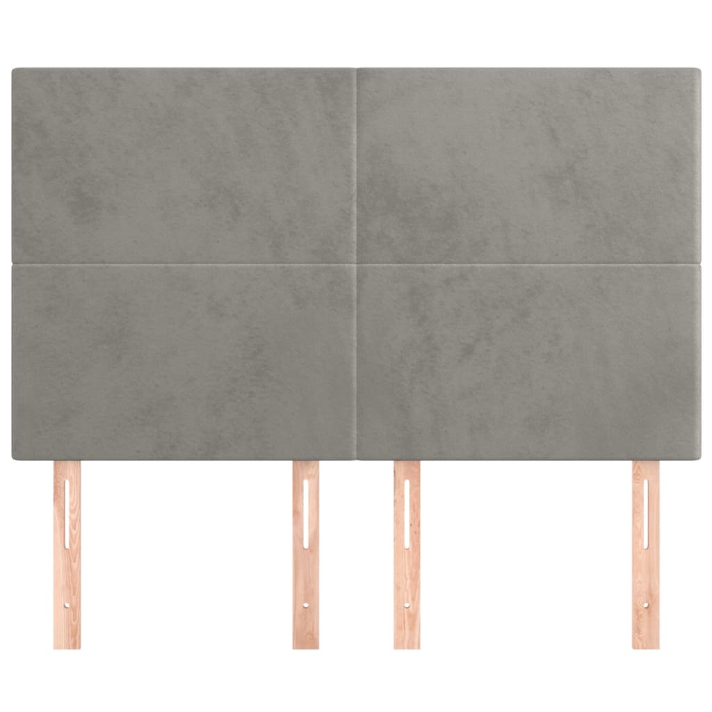 sengegavl lysegrå 144x5x118/128 cm fløjl