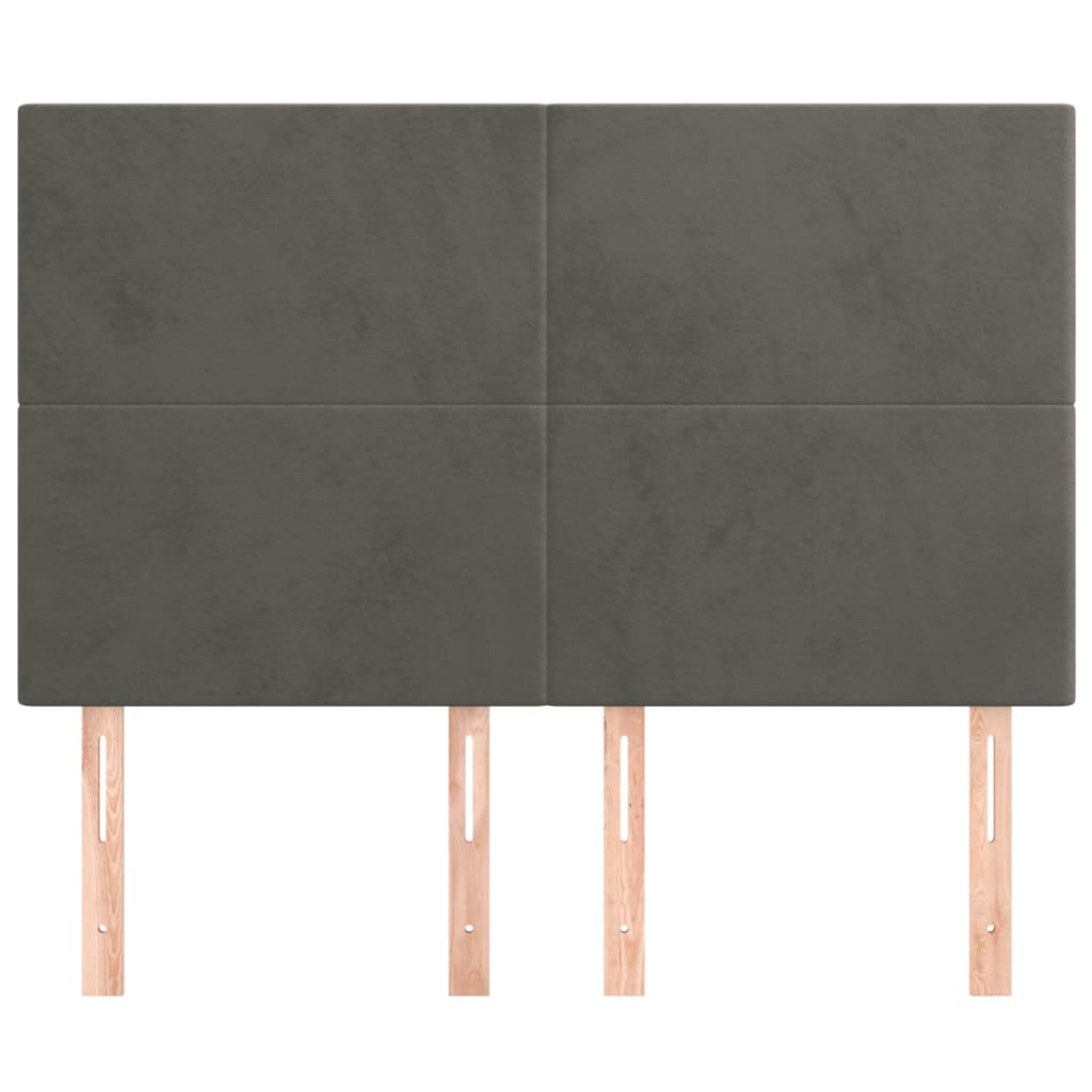 sengegavl mørkegrå 144x5x118/128 cm fløjl