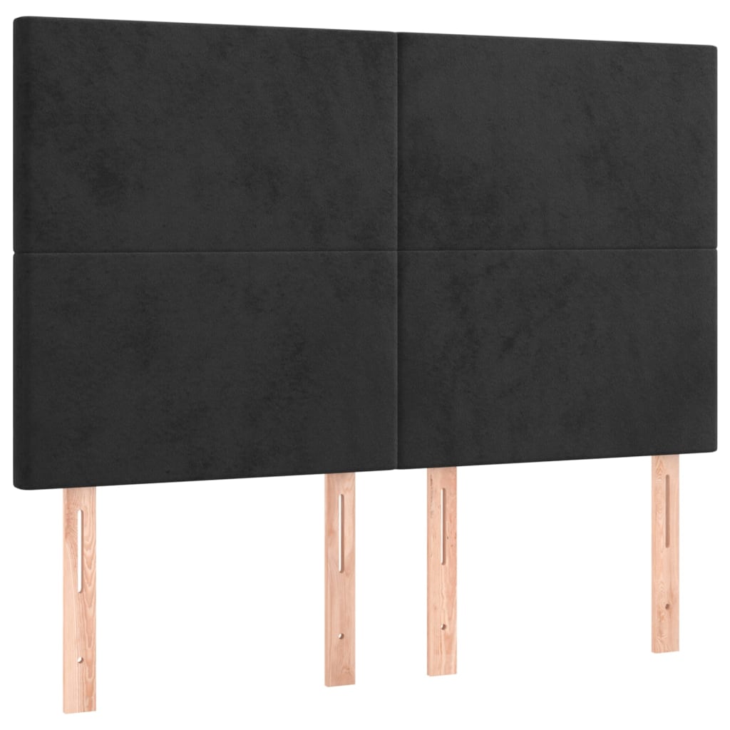 sengegavl sort 144x5x118/128 cm fløjl
