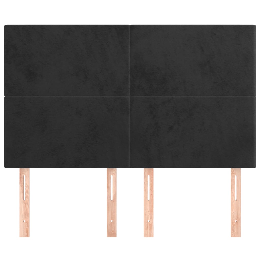 sengegavl sort 144x5x118/128 cm fløjl