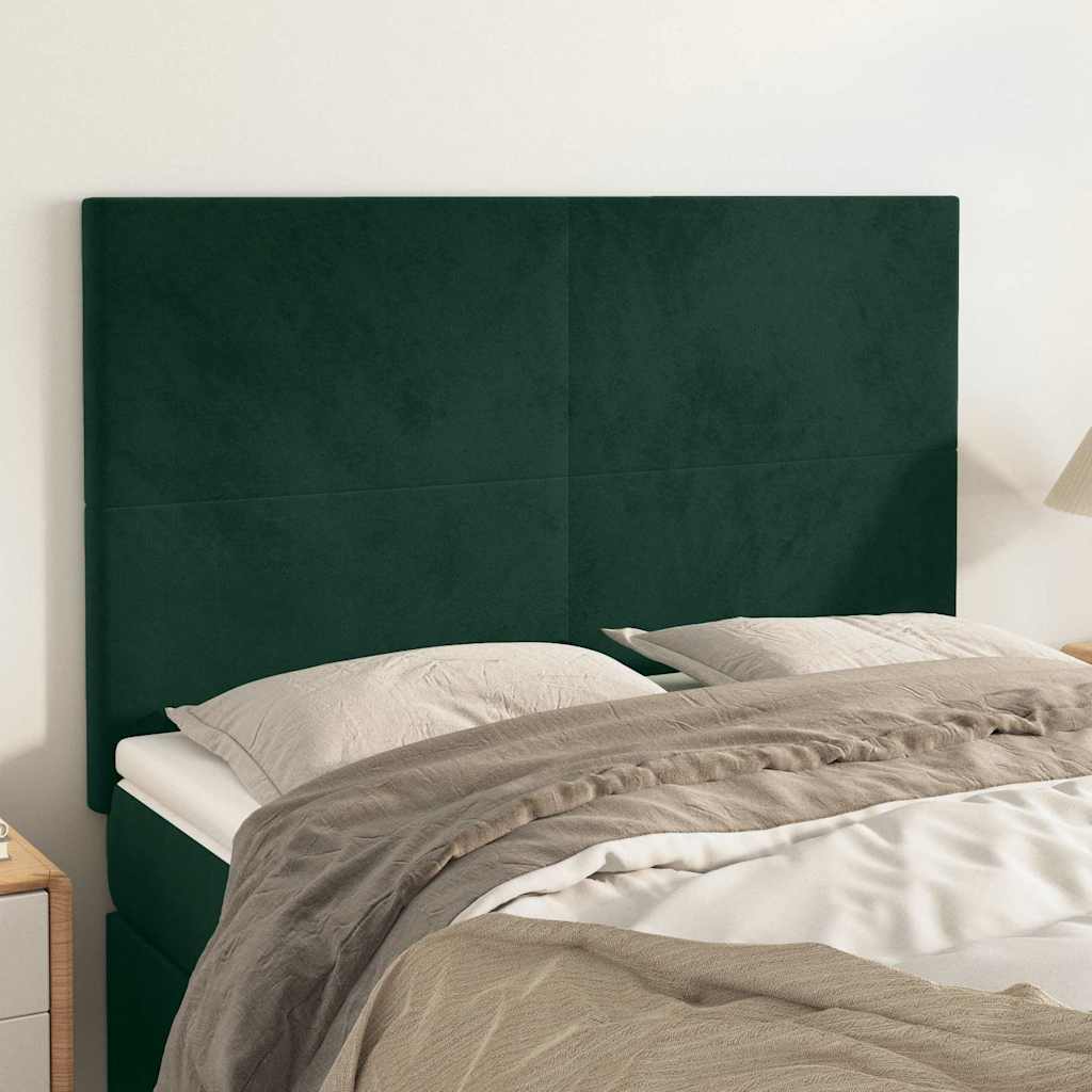 sengegavl mørkegrøn 144x5x118/128 cm fløjl