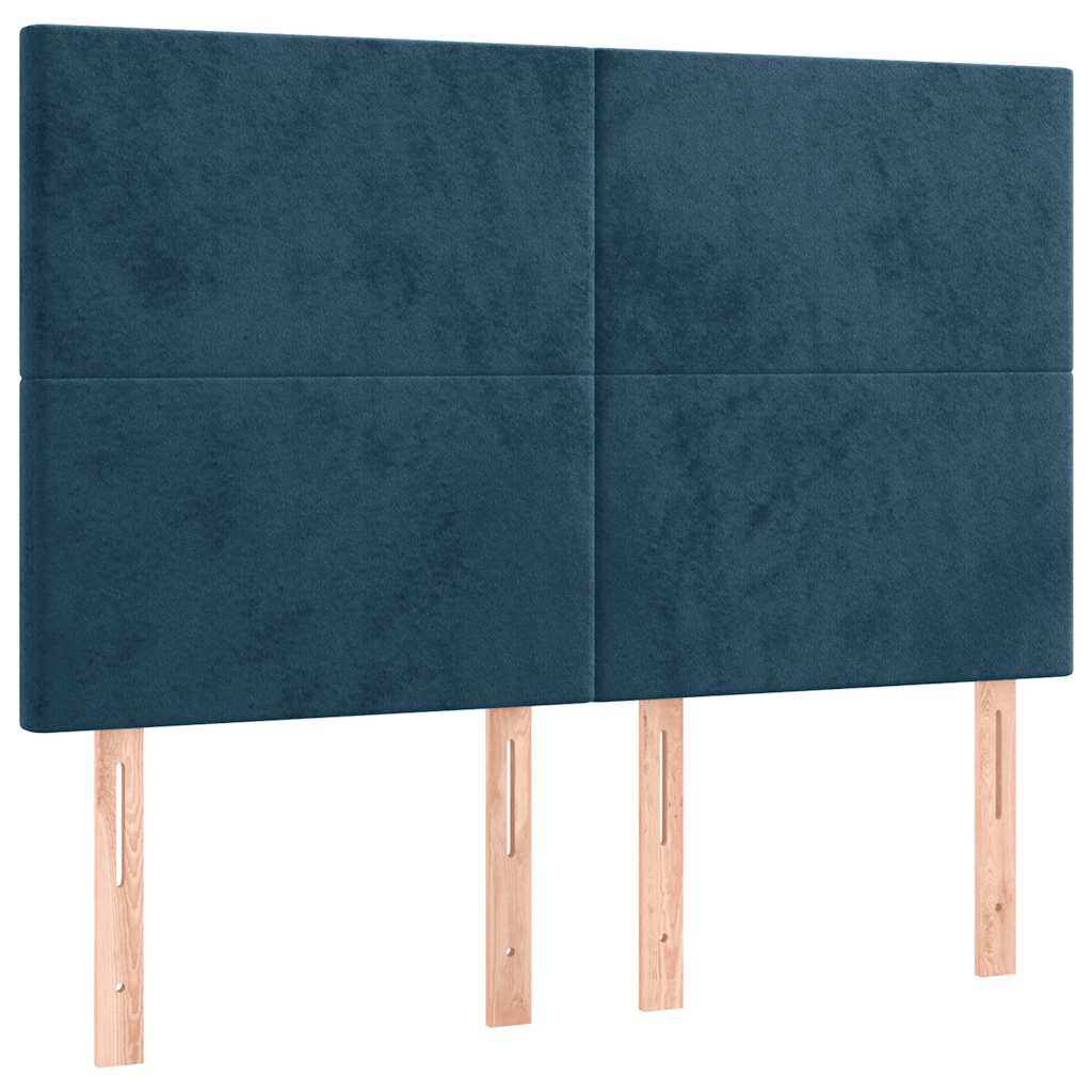 sengegavl mørkeblå 144x5x118/128 cm fløjl